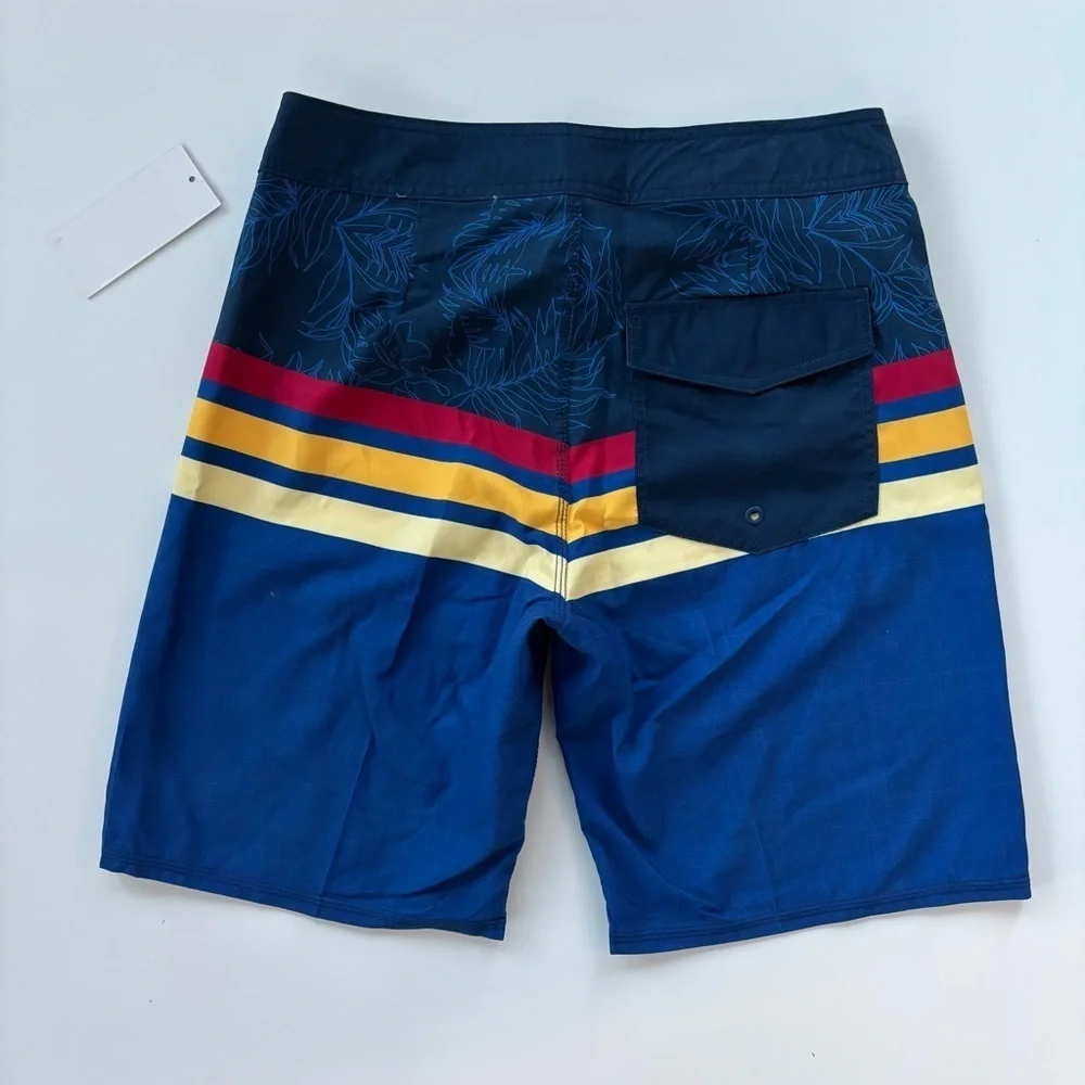 Ron Jon Men's Blue Yellow Red Striped Surf Shorts Board Shorts Size 20, NWT NEW